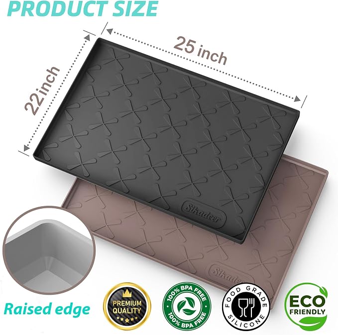 SIKADEER Waterproof Under Sink Mat 25" x 22" Silicone Mat Cabinet Protector | Heavy Duty Kitchen Cabinet Liner, Easy Press Drain, Home Essentials for Pet Feeding, Boots, Bathroom, Organizers & Storage