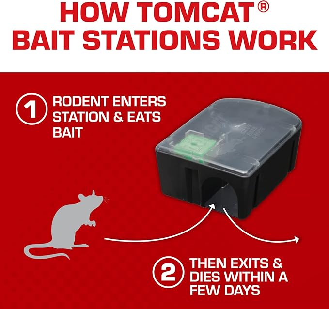 Tomcat Rat & Mouse Killer, Child & Dog Resistant, Disposable Station, 8 oz. | 2 Pre-Filled Ready-To-Use Bait Stations, Indoor and Outdoor Use, Weather Resistant, Easy Monitoring, Value Pack