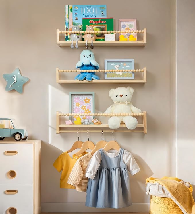 Maxpeuvon Wood Nursery Floating Shelves Cloud Shape Set of 2