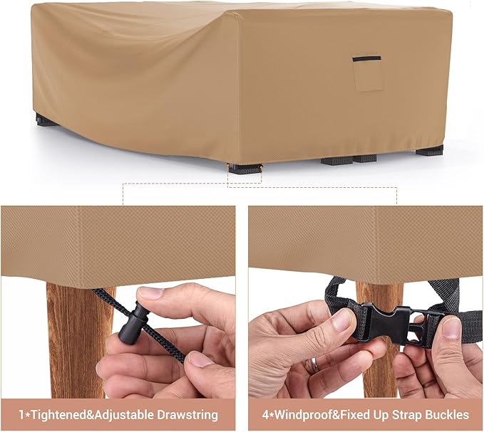 Mrrihand Heavy Duty Patio Furniture Covers, Outdoor Furniture Covers Waterproof Sectional Sofa Set , Patio Table and Chair Set Cover 128"L×83"W×28"H,Brown