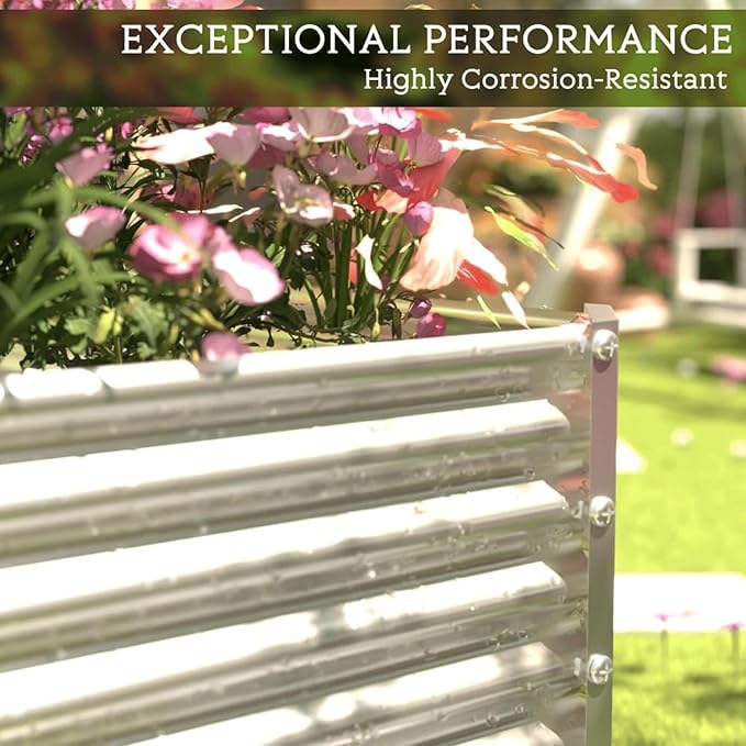2 Pack Tall Corrugated Galvanized Steel Raised Garden Bed Outdoor, Metal Above Ground Garden Bed for Vegetables and Flowers, Rectangle Raised Beds for Gardening-4x2FTx15inch