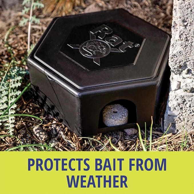 RatX Rodent Bait Station for Mice & Rats – Indoor & Outdoor Use | Small Plastic Bait Box | Compact Size | Weatherproof, Reusable