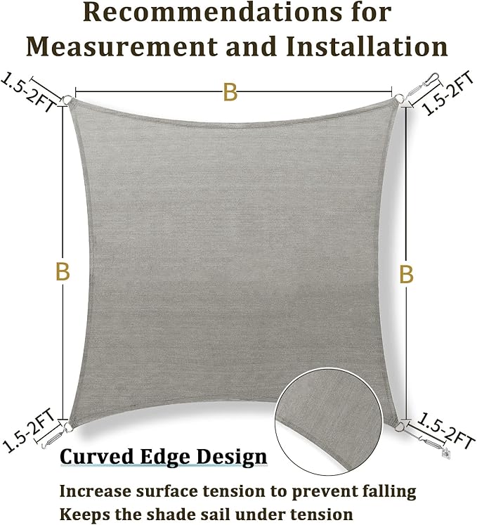 Shade&Beyond 13'X20' Rectangular Sun Shade Sail Permeable Canopy Light Grey for Patio Garden Yard Deck Pergola (We Make Custom Size)