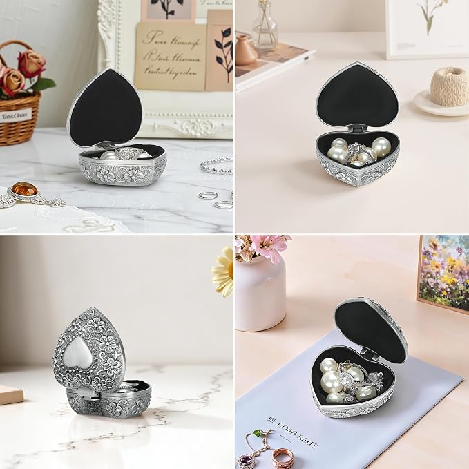 Vintage Small Heart Shape Metal Jewelry Gift Box (Style 1)