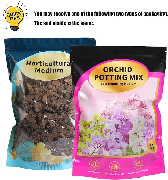 Orchid Potting Mix 2qt，Orchid Soil Composed of Orchid Bark and Perlite，Premium Orchid Medium for Potting, Repotting, Enhanced Drainage, Air Flow & Root Ventilation