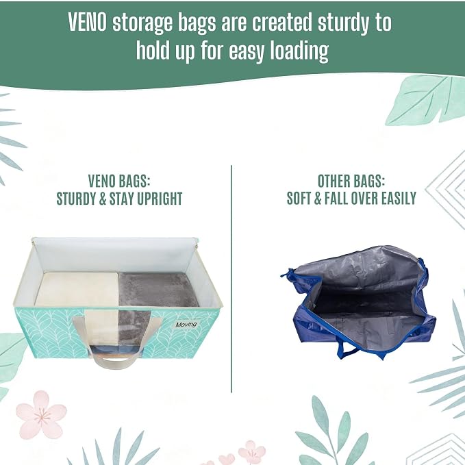 VENO Moving Bags, Wide Open Top, Clear Window, Evergreen, 4 Pack