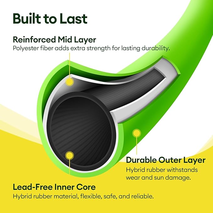 Maygrove 100 ft Garden Hose, 5/8 in ID, Heavy-Duty, Leakproof, Kink-Resistant Water Hose with Swivel Brass Fittings, 600 PSI Burst Rating, Ideal for Car Wash & Lawn Watering