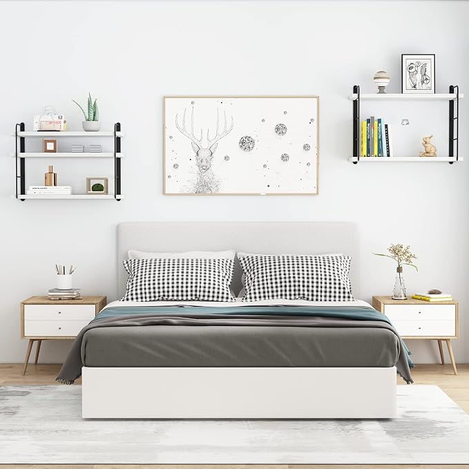 MXCSE Shelves on Wall, Floating Bookshelves, Shelves for Room Wall (White) | Wall Shelves, Wall Mounted Bookshelves, Floating Shelves for Wall, Floating Shelves, Bedroom, Living Room