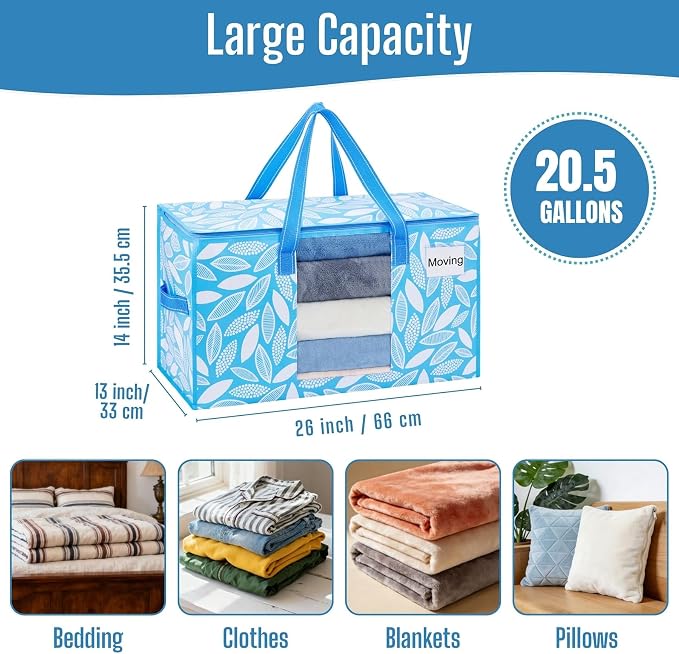 VENO Moving Bags, Wide Open Top, Clear Window, Spring Breeze, 6 Pack