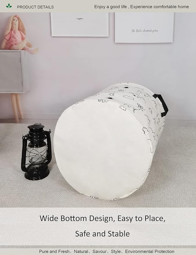 Round collapsible Large Deer Mountain Laundry Hamper for Adults Kids