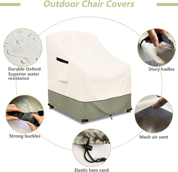 Outdoor Chair Covers 4 Pack 32 W x 35 D x 36 H inches,600D Heavy Duty Waterproof Adirondack Chair Cover,Outdoor Furniture Covers for Lawn/Garden Chiar