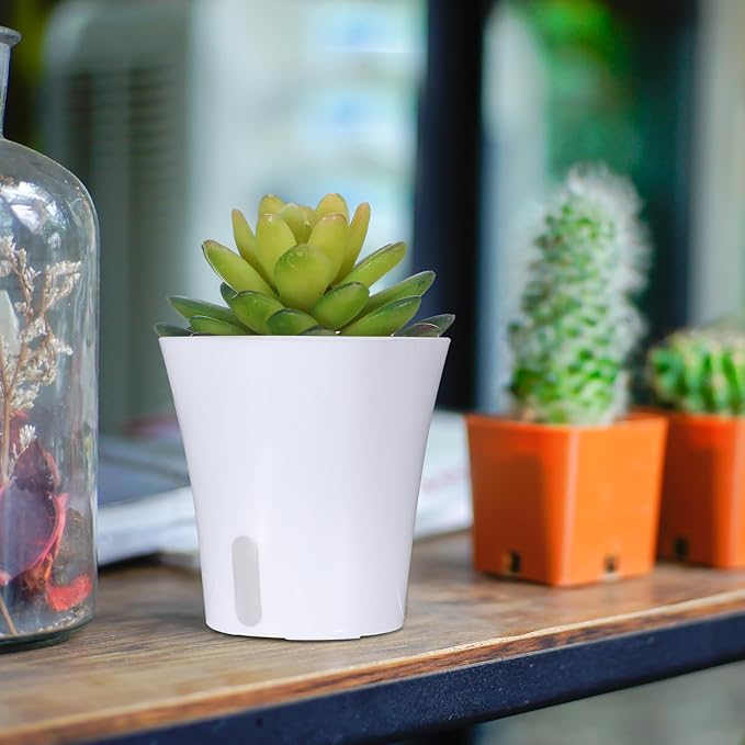 20 Pcs 3 Inch Self Watering Pots Self Watering Planters for Indoor Plants Plastic Self Watering Plant Pot Garden Flower Pots with Water Level Indicator Vents for Herbs ﻿