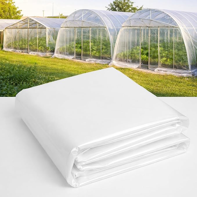 6 Mil Greenhouse Plastic Sheeting, 15x50 FT High Clear Greenhouse Film, Heavy Duty UV Resistant Waterproof Dust Green House Plastic Cover for Garden, Farms, Agriculture