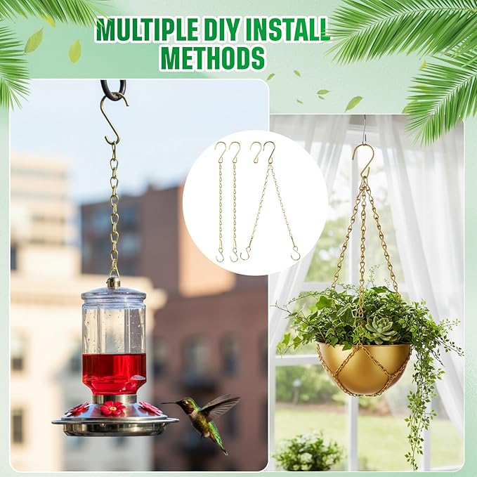EBOOT 2 Pcs Hanging Chain for Bird Feeders, Planters, Lanterns and Ornaments(19.7 Inch,Gold)