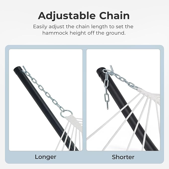 SUPERJARE 12ft Double Hammock with Stand, Rope Hammock for 2 Person, Detachable Hammock Bed and Pillow, Portable, Anti-Tip Safety Ropes, Carry Bag, Outdoor Backyard Patio Camping, Navy Blue