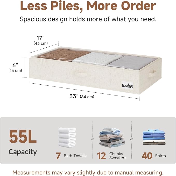 StorageWorks 6 Inch Low Profile Under Bed Storage Containers with Clear Lid