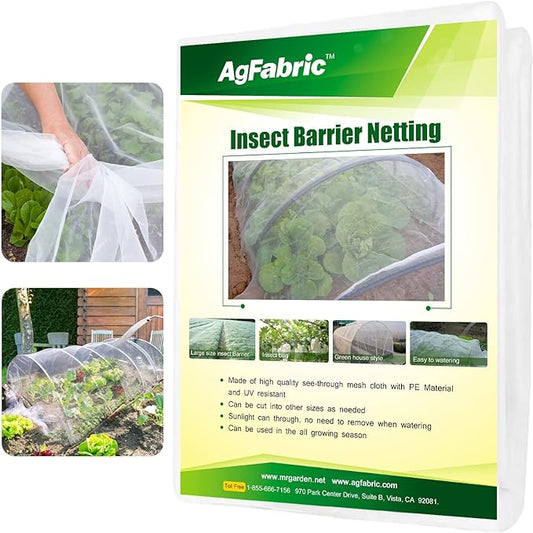 Agfabric Garden Netting 16'x25' Insect Pest Barrier Bird Netting for Garden Protection,Row Cover Mesh Netting for Vegetables Fruit Trees and Plants,White