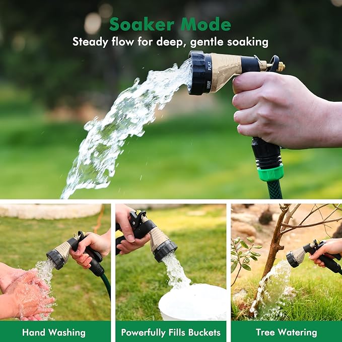 RESTMO Garden Hose Spray Nozzle, Water Hose Nozzle Heavy Duty, High Pressure Hand Sprayer with 6 Adjustable Watering Patterns, Slip Resistant for Watering Plants, Car Washing & Pet Showering, Black