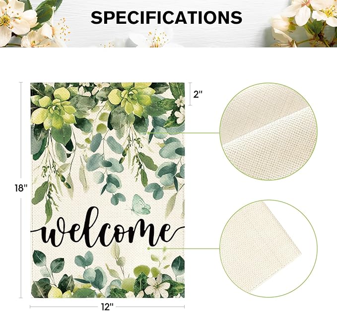 AVOIN colorlife Spring Eucalyptus Flowers Garden Flag 12 x 18 Inch Double Sided, Seasonal Welcome Yard Outdoor Flag