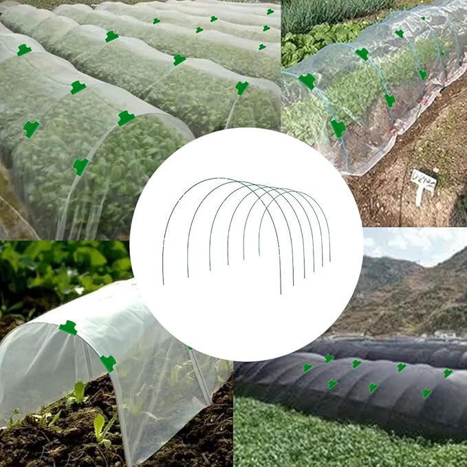 Greenhouse Hoops for Raised Beds,8ft Greenhouse Hoops,Grow Tunnel,6 Sets Garden Hoops Rustproof Plastic Coated Steel Support Frame Hoops for Raised Beds, Garden Tunnel Row Cover Hoops Kit