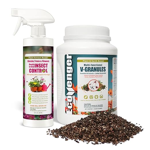 EcoVenger Garden Protection Kit – 16 oz Insect Control Spray & Multi-Purpose V-Granules 1.95 LB Jug, Natural, Plant-Based Pest Control for Indoor & Outdoor Use