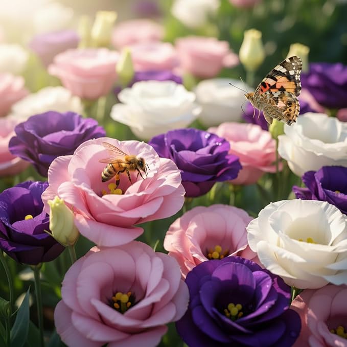 2000 Lisianthus Seeds for Planting, Mixed Color Eustoma Flower Seeds, Thornless Rose Seed, Non-GMO Eustoma Grandiflorum Perennial Garden Indoor Blooms