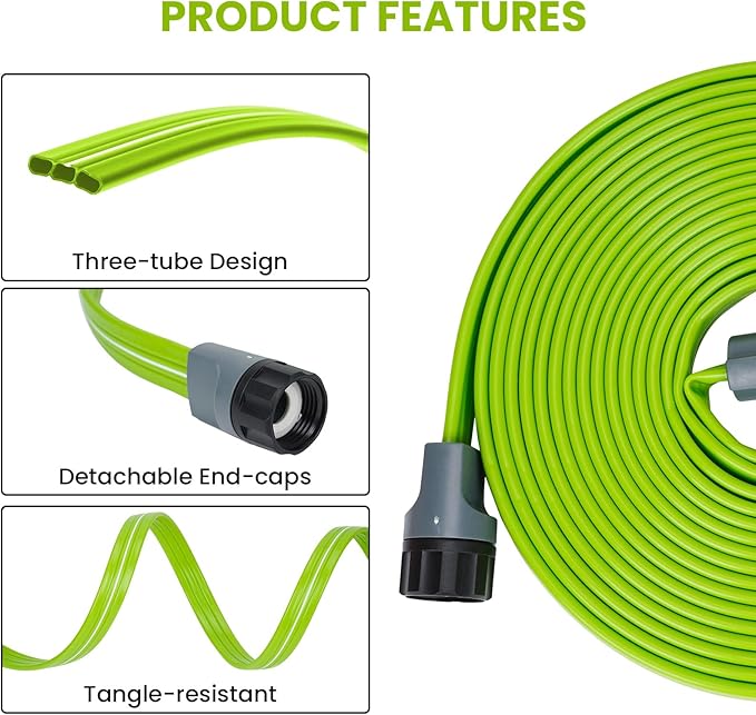 Sprinkler Soaker Hose 25FT, Watering Hose with Holes, High-Efficiency Sprinklers System for Garden and Lawn with Staples