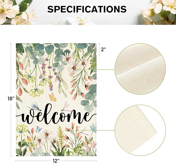 AVOIN colorlife Spring Daisy Flowers Garden Flag 12 x 18 Inch Double Sided, Seasonal Welcome Yard Outdoor Flag