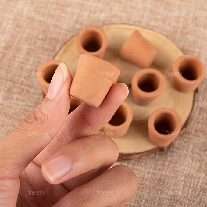 AUEAR, 10 Pack Fairy Garden Mini Clay Pots Small Flower Pot Terra Cotta for Indoor Outdoor Crafts 0.8"x0.7"
