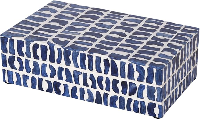 Handicrafts Home Decorative Storage Box – Mosaic Azul Collection – Resin & Bone Inlay Keepsake Box, Black & White Organizer, Modern Home Décor, Tabletop Display, Gift Box for Her – 9x6x3.5”