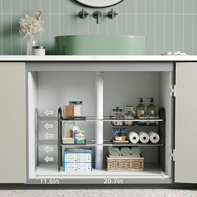 Under Sink Organizers and Storage,Expandable under cabinet organizer Shelf