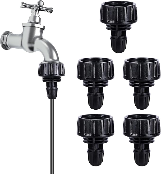 3/4'' to1/4'' Irrigation Hose Adapter, Drip Line to Faucet 3/4"Faucet Adapter to1/4" Irrigation tubing Drip Irrigation Hose Adapters, Garden Hose to 1/4 Tubing Adapter for Irrigation System
