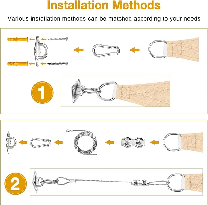 Duerer Sun Shade Sail Hardware Kit Winch Set 60pcs for Rectangle Triangle Sun Shade Sails Canopy Installation Stainless Steel Accessories for Outdoor Garden Patio(2 * Ratchet Winch + 4* 6.6ft Cables)