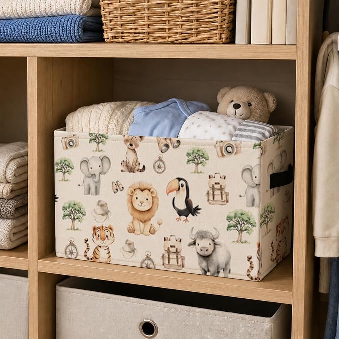 Woodland Storage Bin Foldable Basket for Nursery Room