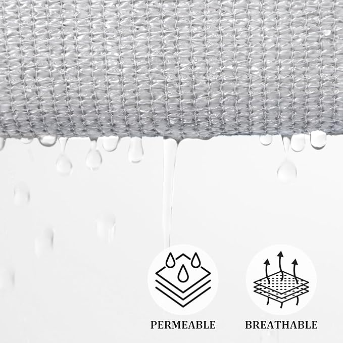 Shade&Beyond 12'x20' Sun Shade Sails Curved Canopy Rectangular Light Grey 185GSM Shade Sail Permeable for Patio Deck Yard Backyard, (We Make Custom Size)