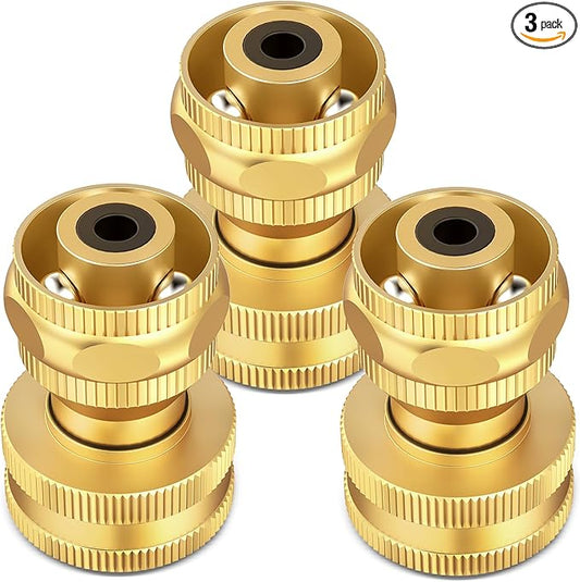Twinkle Star Brass Hose Nozzle 3 Pack, 3/4 Inch Upgraded Heavy Duty Brass Power Nozzles, Adjustable Twist Pressure Sprayer for Garden, Patio
