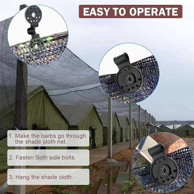 50Pcs Shade Cloth Clips - Black Round Plastic Sun Shade Clip,Shade Cloth Heavy Duty Lock Grip for Sun Shade Net,Gardening Shade Cloth,Anti Bird Netting Windproof Awning Clamp