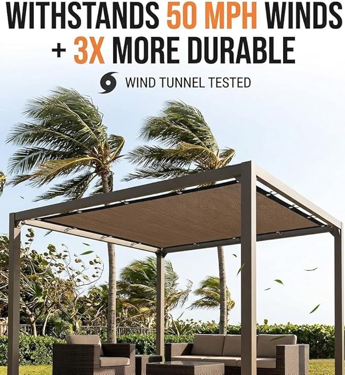 FAIR WIND 90% Sun Shade Cloth with Improved Grommets 3' x 6' Outdoor Sun Screen Fabric Cover for Patio Garden Outdoor Pergola Canopy - Mocha