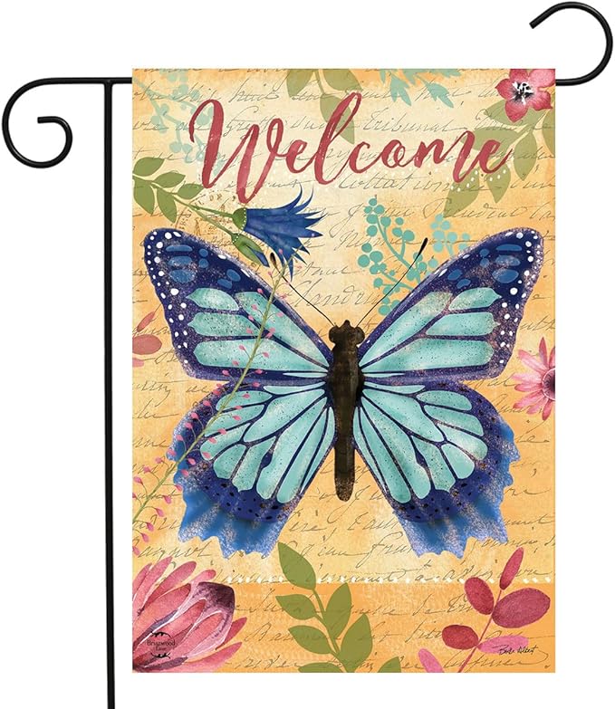 Beautiful Butterfly Spring Garden Flag 18" x 12.5" Briarwood Lane