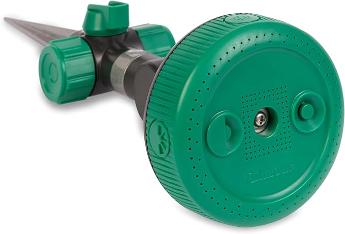 Gilmour Adjustable Spot Sprinkler with Spike Base, Pivoting Multi Pattern Sprinkler Head for Targeted Coverage in Flower Beds and Vegetable Gardens