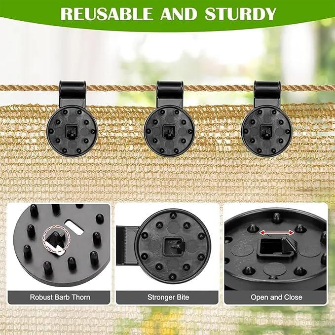 2026 New Shade Cloth Heavy Duty Lock Grip, Shade Cloth Clips Windproof Awning Clamp Grip, Universal Shade Clothes Clips for Sun Shade Sail Tarpaulin Mesh Canopy Fence (50, Black)