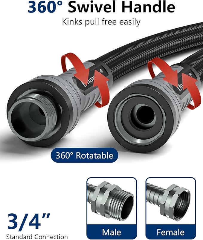 Garden Hose, Flexible Ultra Lightweight Durable, Kink-Free Water Hose - Non-Shrinking, Easy to Store, All-Weather, High-Pressure, Black (10 FT)