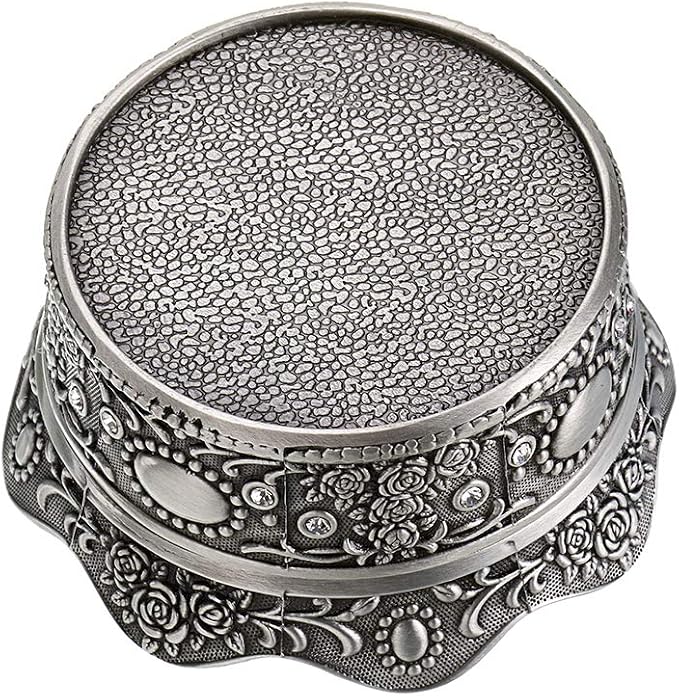 Hipiwe Vintage Small Jewelry Box Crown Design Metal Trinket Organizer