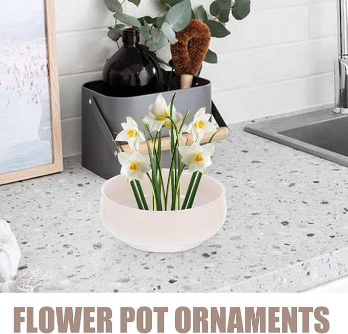 Toddmomy Hydroponic Planter Pot 6.49X5.70X2.55 Inch Ceramic Lotus Bowl for Indoor Succulents Coin Grass Water Lily Decorative Garden Container