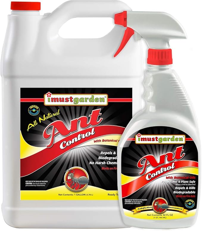 I Must Garden Ant Control - Kills & Repels - Pet & People Safe - Fast-Acting Natural Ant Repellent Spray for Indoor & Outdoor Use - 32oz Spray