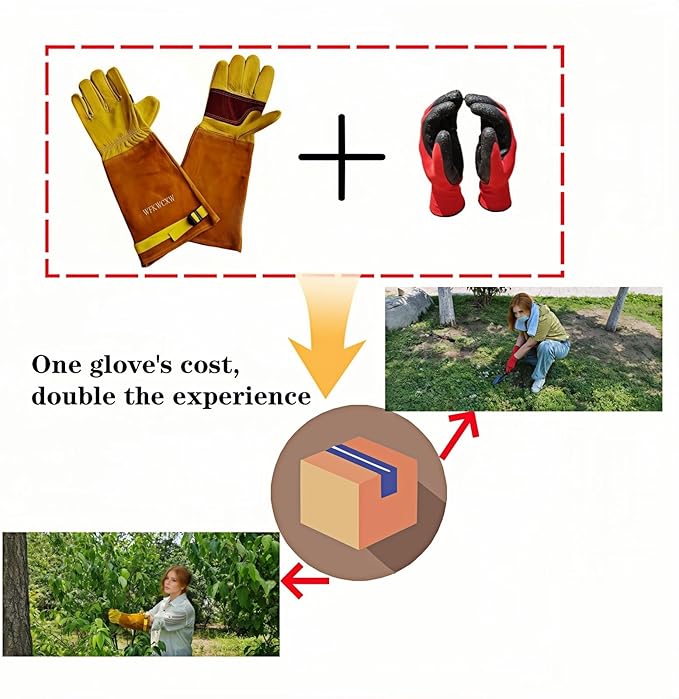 Gardening Gloves for Rose and Cactus Handling,Cow Leather Garden Gloves Thorn Proof,Gardening Gifts for Womens/Mens