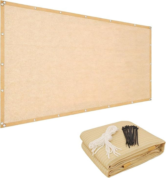 FAIR WIND 90% Sun Shade Cloth with Improved Grommets 8’ X 12’ Outdoor Sun Screen Fabric Cover for Patio Garden Outdoor Pergola Canopy - Khaki