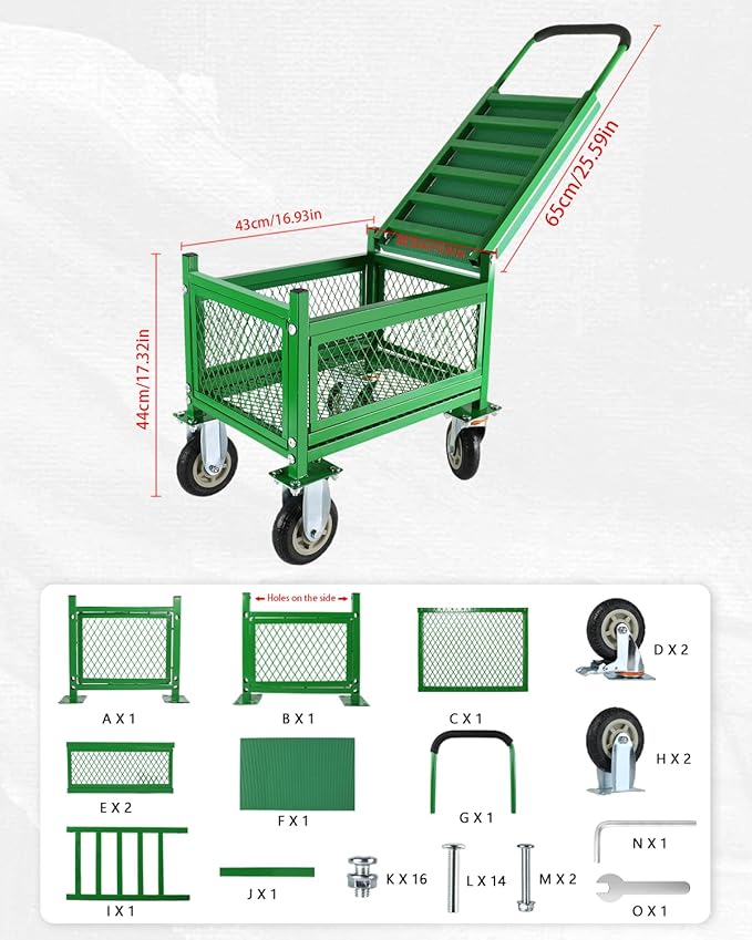 Garden cart with seat and Wheels - Lockable 360 Swivel Wheels & Heavy‑Duty – Foam Handle Grip, Large Mesh Storage Basket – Comfortable Garden Rolling Seat for Seniors, Patio, Lawn & Yard
