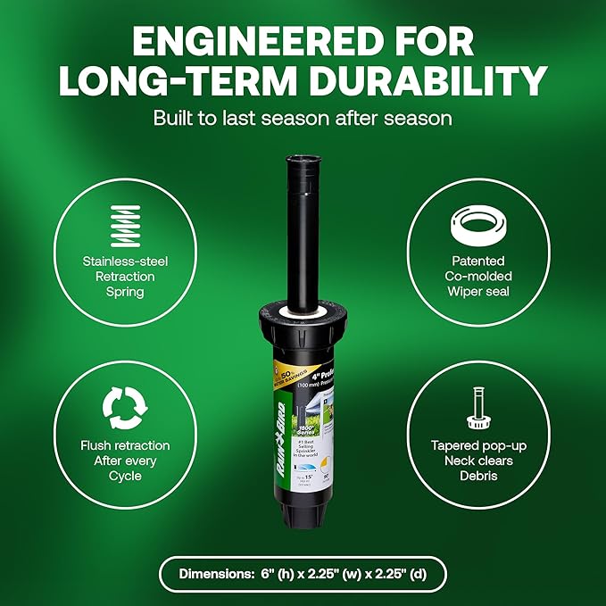 Rain Bird 1804QDPRS Pressure Regulated 1800 Series Dual Spray 4 in Pop Up Sprinkler Head (4 Pack, Fixed 90 Degree)