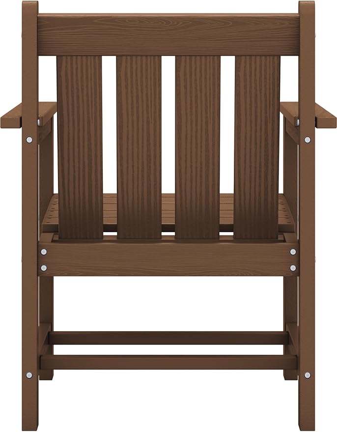 SEWRWALL 3 Pieces Patio Bistro Set, All Weather Adirondack Chair Set with Side Table, HDPE Material Outdoor Patio Furniture Set for Balcony, Porch, Garden, Backyard- Brown